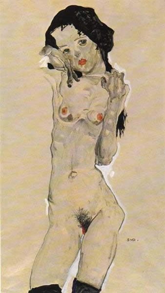 Egon Schiele Standing nude young girl